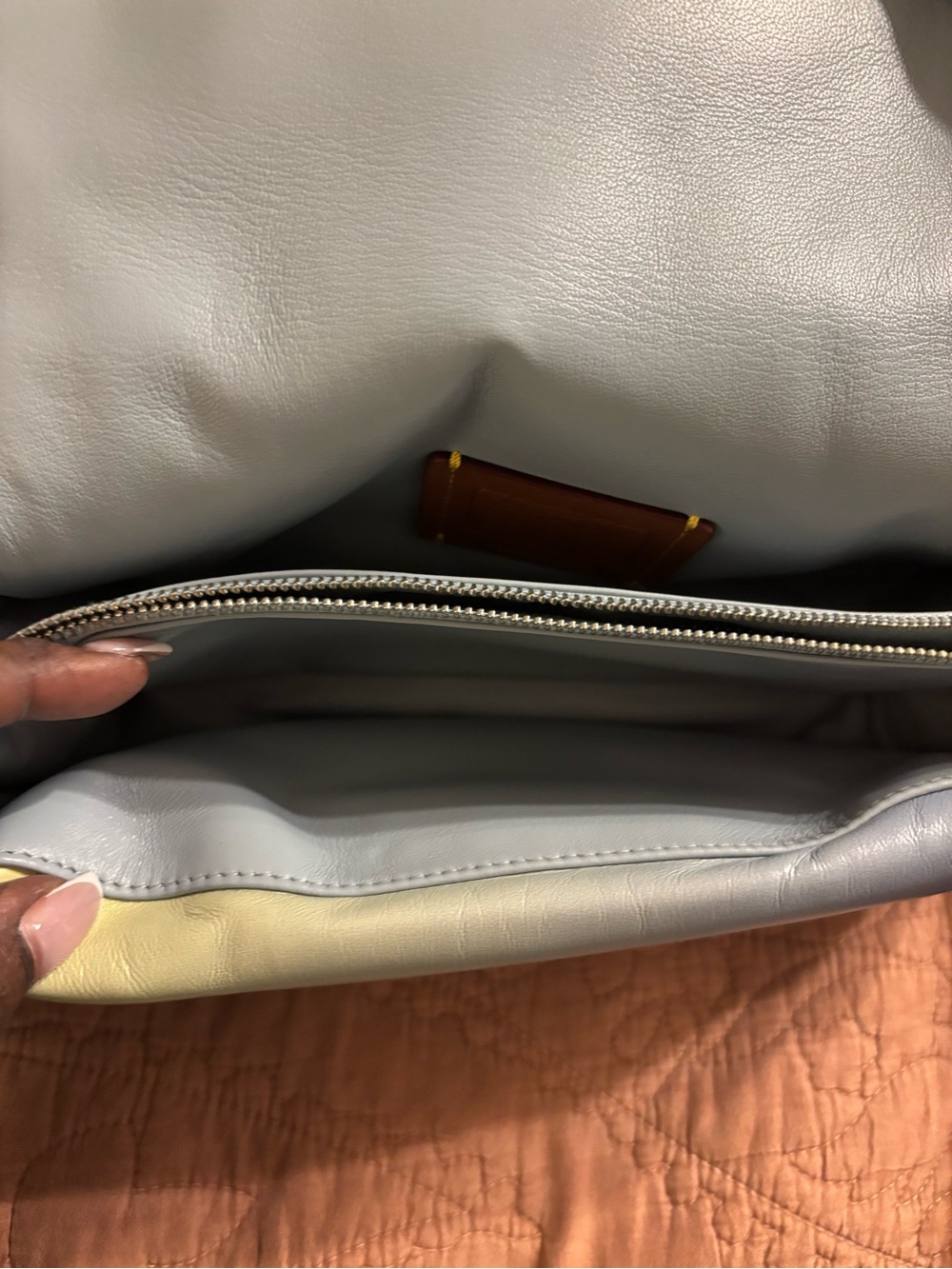 Coach Ombre Leather Shoulder Bag in Blue and Green Gradient - Picture 3 of 5